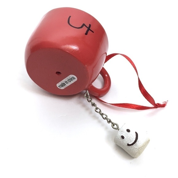 CHRISTMAS Ornament Hot Chocolate Mug Marshmallows Holidays Cocoa Hearts Flowers - Picture 7 of 8